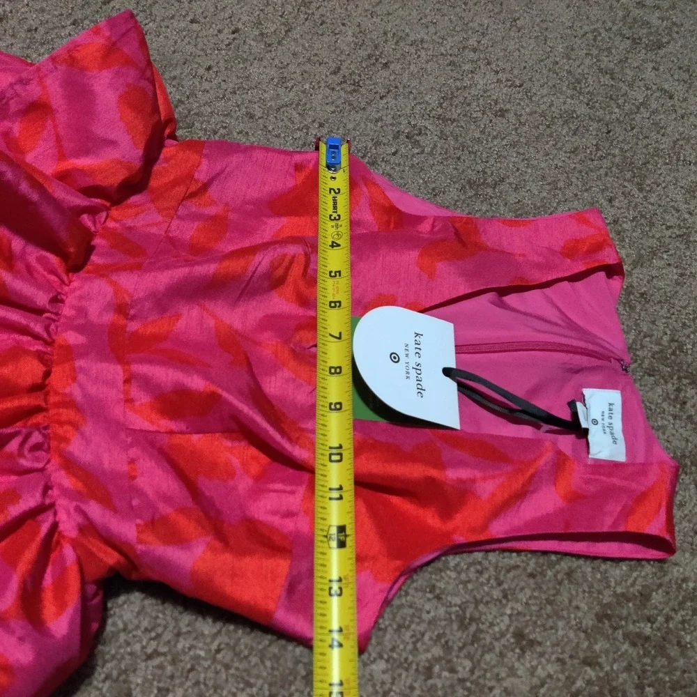 Kate Spade X Target Floral Peplum Sleeveless Midi Dress Size 00 New Pink Orange - Picture 6 of 13